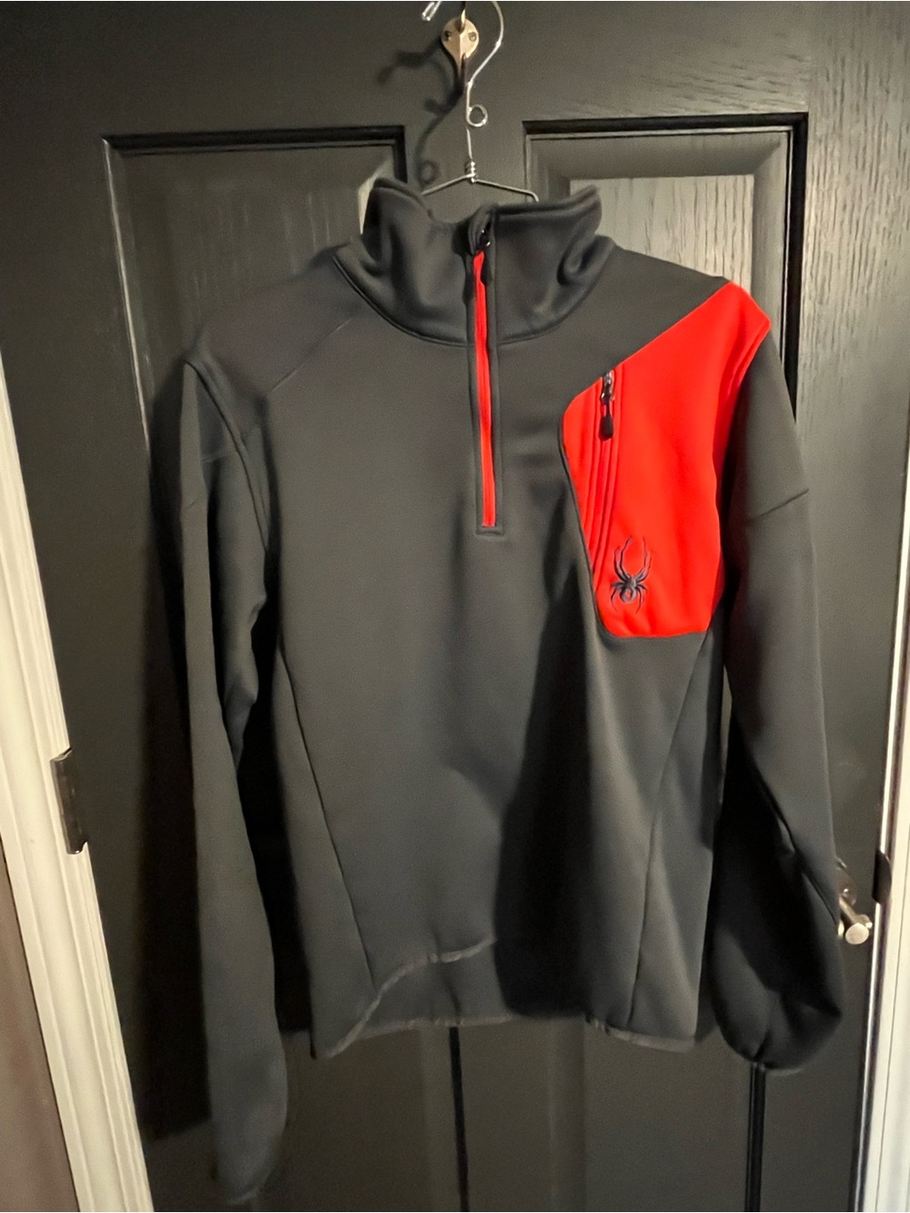 Spyder Black Performance Pullover with Red Chest Panel